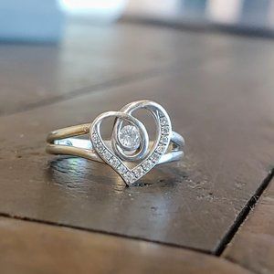 Kay Sterling Silver Diamond Heart Ring Size 7